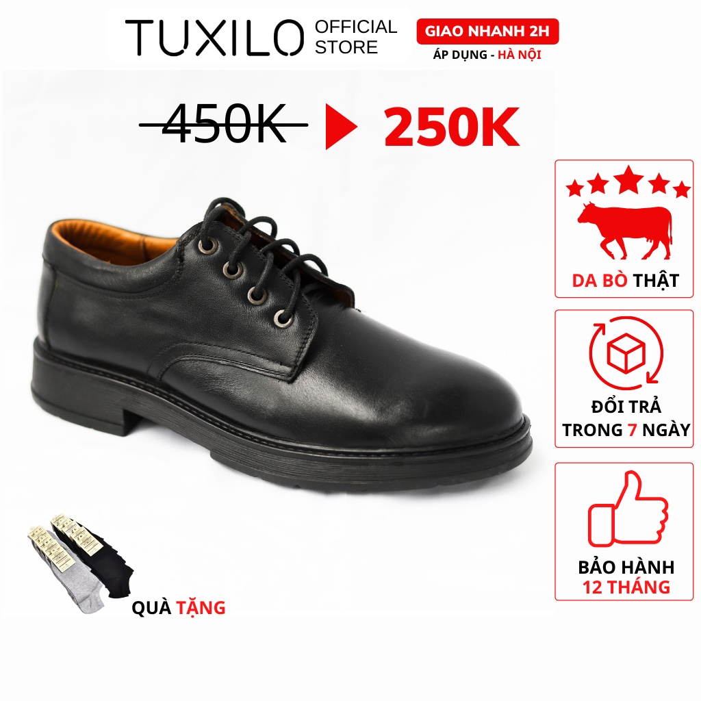 Giày đốc nam da bò cao cấp, giày da nam dáng dr đế ca su da thật thiết kế nam tính TX98 TUXILO