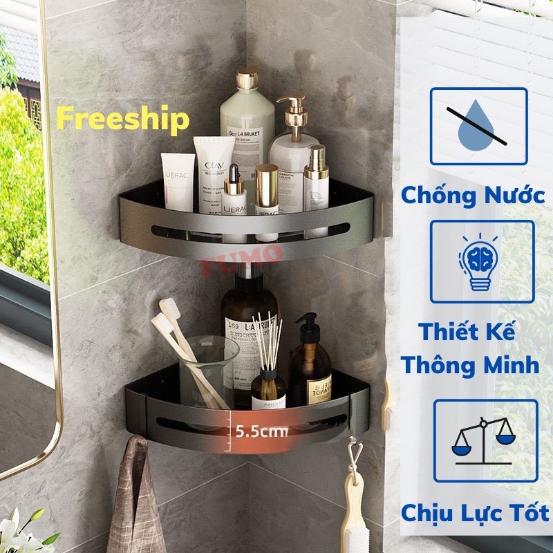 Kệ góc nhà tắm, kệ để đồ nhà tắm dán tường cao cấp không gỉ tiện lợi FUMO HH014