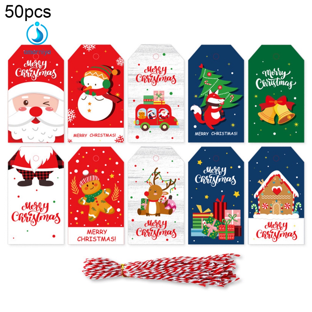 1 Set Thẻ Giấy Kraft Trang Trí Quà Giáng Sinh