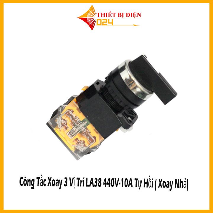 Công Tắc Xoay 3 Vị Trí LA38 440V-10A Tự Hồi ( Xoay Nhả)