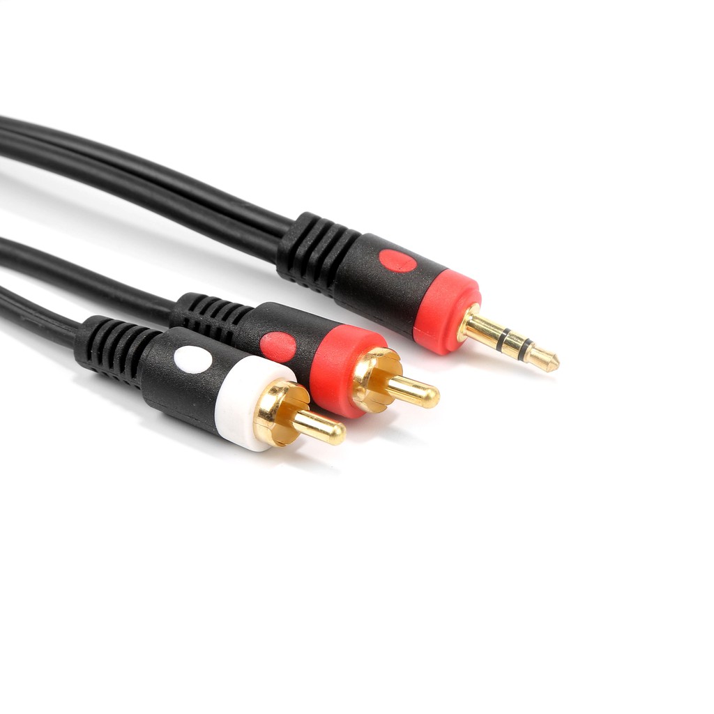 【1.5m/3m/5m/10m】Cáp âm thanh 3.5mm sang 2 giắc cắm RCA  màu đen cho điện thoại tai nghe và loa