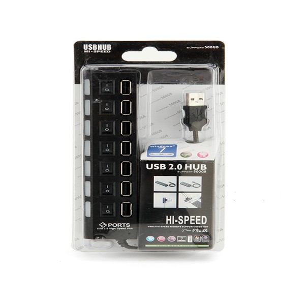 Bộ chia USB HUB 2.0 7 cổng có công tắc on off