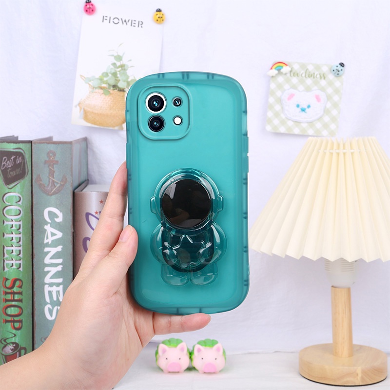 Ốp Điện Thoại Silicone Mềm Màu Kẹo Hình Phi Hành Gia Có Giá Đỡ Cho Xiaomi Mi 11 Lite 5G NE 12 12T 11T Pro