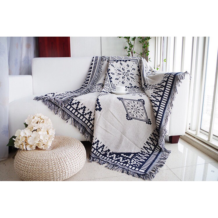 Thảm Vintage Dệt Sợi Bông Cotton,  Thảm trải sàn, Thảm trải sofa, trải phòng ngủ