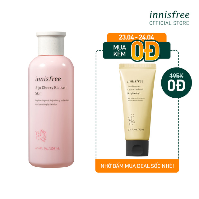 [Mã FMCGMALL -8% đơn 250K] Nước cân bằng dưỡng ẩm sáng da từ hoa anh đào đảo Jeju innisfree Cherry Blossom 200ml