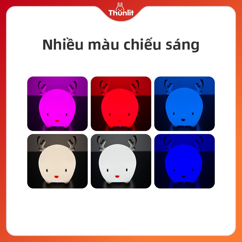 Đèn ngủ Thunlit sạc USB nhiều màu thiết kế kiểu hươu dễ thương