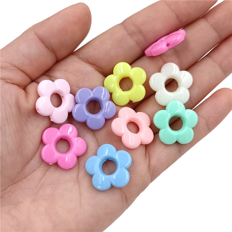Set 10 Hạt Xỏ Lỗ Hình Hoa Bằng acrylic 19mm Nhiều Màu Sắc Dùng Để Làm Đồ Trang Sức Thủ Công