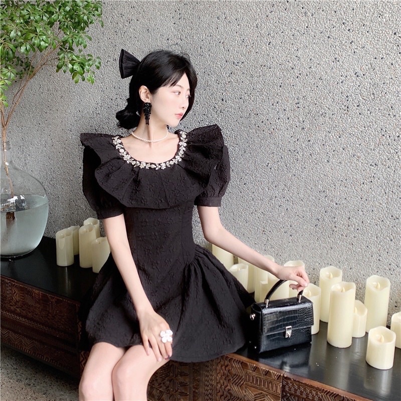 Đầm Nữ Dự Tiệc Tay Phồng JARI-CLOTHES Lửng Cổ Đính Đá Sang Chảnh