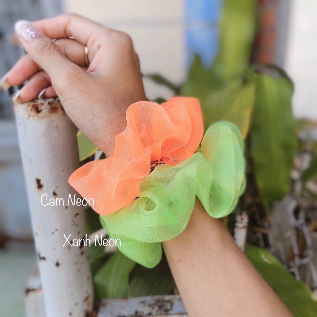 DÂY CỘT TÓC VẢI LƯỚI VOAN KÍNH CHUI BUỘC TÓC SCRUNCHIES MÀU XINH HOT TREND 2019