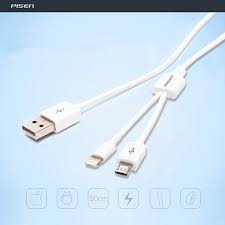 Cáp sạc đa năng 2 in 1 chính hãng Pisen, đầu lighting và đầu Micro usb, Patech phân phối bảo hành Toàn Quốc 18 tháng.