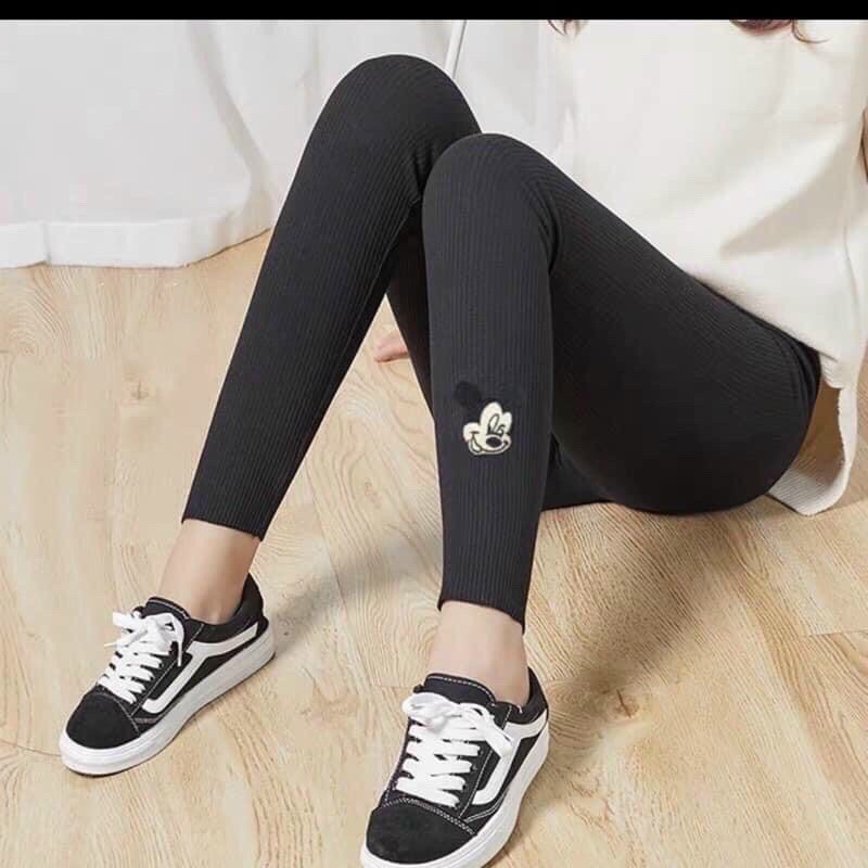 quần legging gân tăm thêu mickey