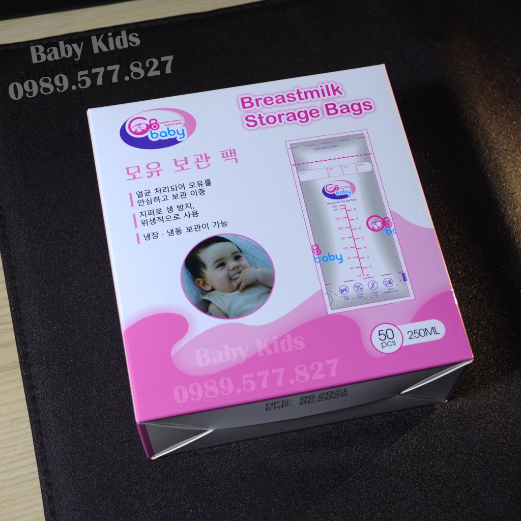 [ Tặng bút ghi chú ] Hộp 50 túi trữ sữa GB Baby Hàn Quốc 250ml