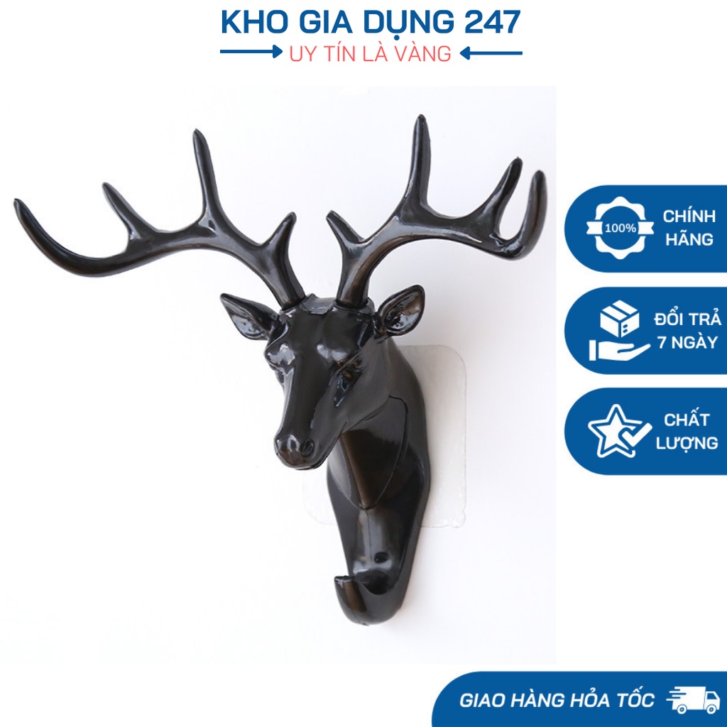 Móc Dán Tường Sừng Hươu Treo Đồ Nón Chìa Khóa Treo Mũ Quần Áo Trang Trí Nhà Cửa, Móc Hình Đầu Nai Không Cần Khoan