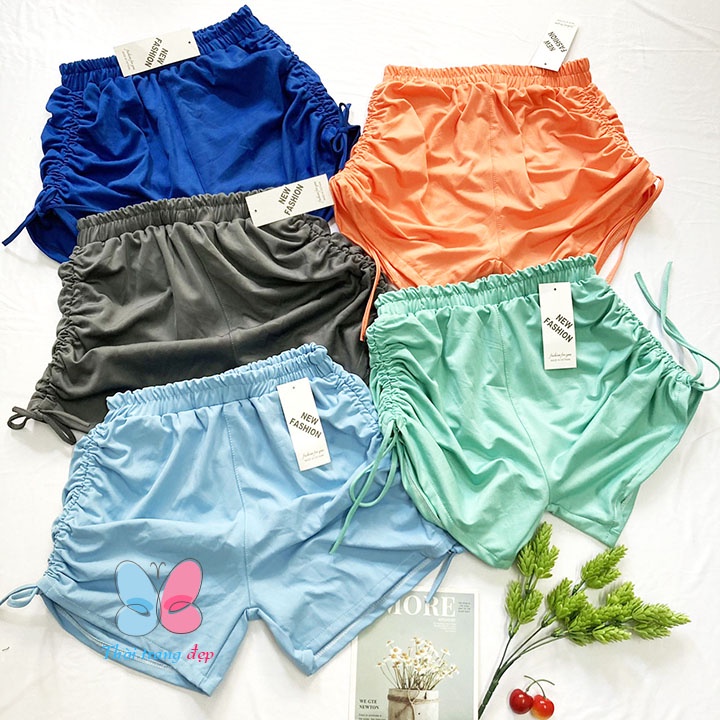 Quần đùi nữ Freesize từ 45-55kg, quần short nữ thể thao, mặc nhà thun trơn rút dây - QU70