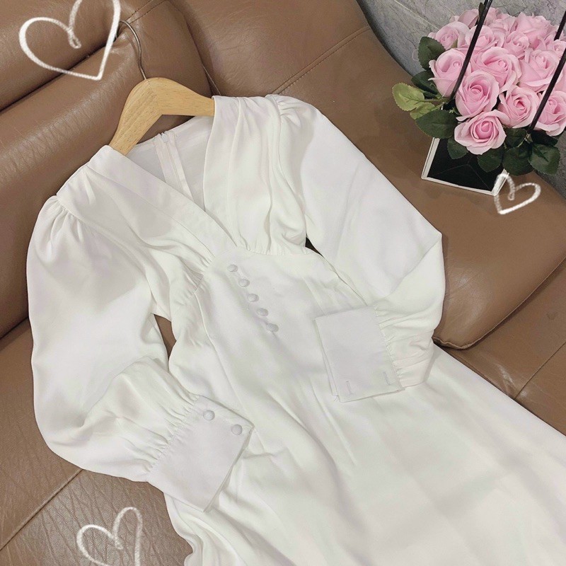 Đầm trắng vintage dự tiệc dạo phố cực sang chảnh váy được thiết kế 2 lớp có lót toàn thân siêu dày dặn | BigBuy360 - bigbuy360.vn