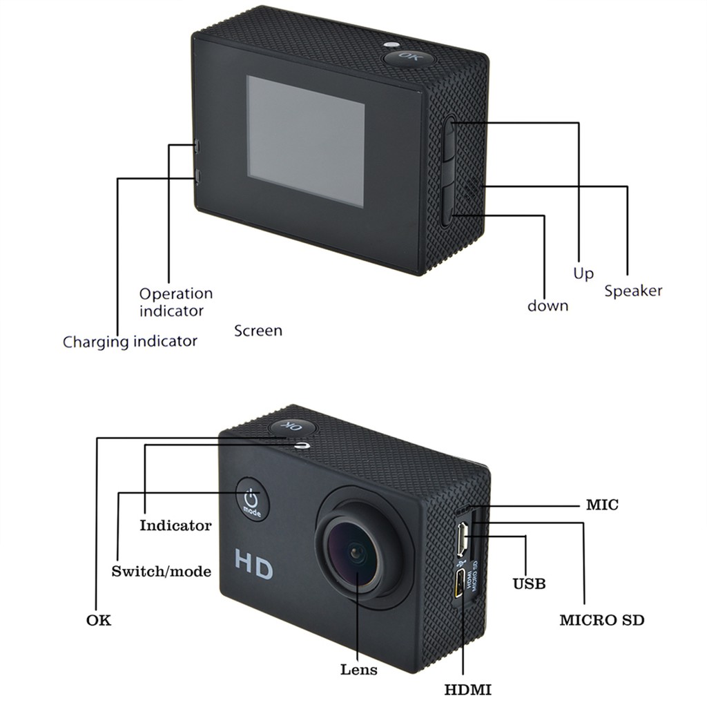 Camera Hành Trình Ultra Hd 4k 30fps Wifi 2.0-inch 170d Gắn Mũ Bảo Hiểm Chống Thấm Nước