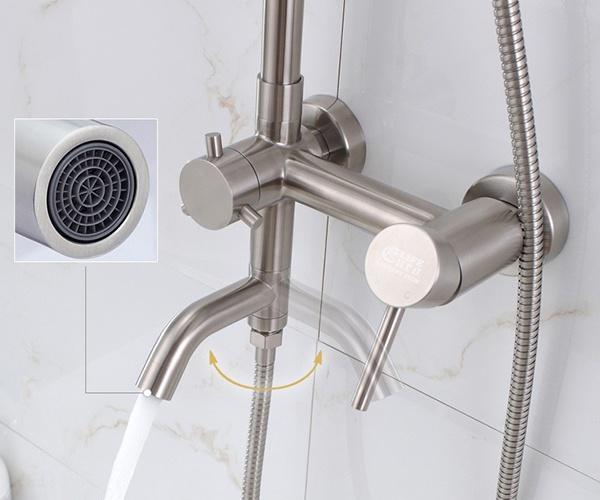 Bộ vòi sen tắm đứng INOX 304 nóng lạnh EL-S910 (Trắng bạc)
