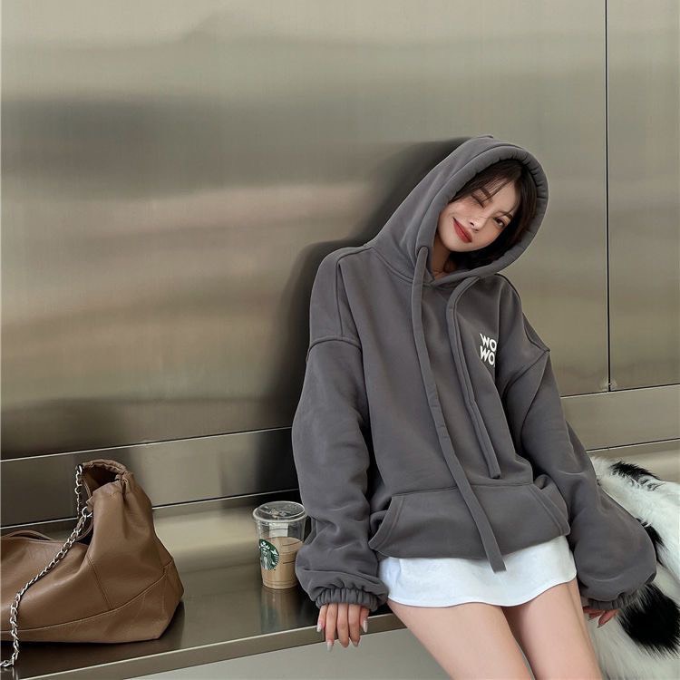 Áo hoodie nam nữ form rộng nỉ bông dây rút to WORK WORK phong cách Hàn Quốc
