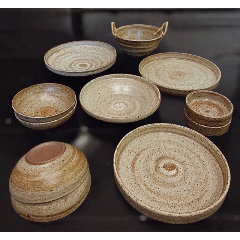 Bộ bát đĩa lẻ gốm men gạch vân tiêu - Bộ bát đĩa Rustic phong cách Nhật Bản