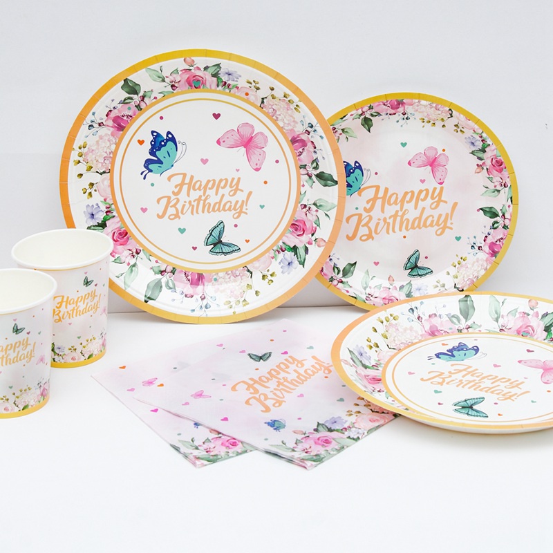 Bộ 10 Món Dụng Cụ Bàn Ăn Và Ống Hút Màu Sắc Trơn Dùng Một Lần Trang Trí Tiệc Sinh Nhật Bé