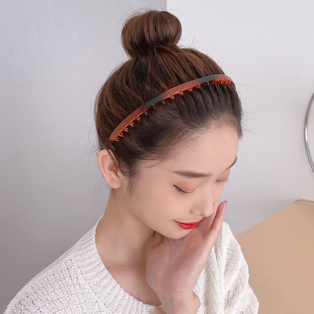 Băng Đô Cài Tóc Bằng Nhựa Màu Trơn Chống Trượt Phong Cách Hàn Quốc Cổ Điển Cho Nữ