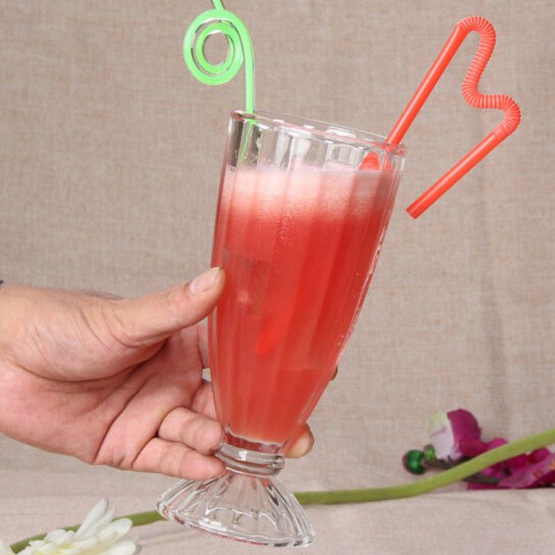 Ly thủy tinh sinh tố SODA sọc QIANLI IC028 | 340ml