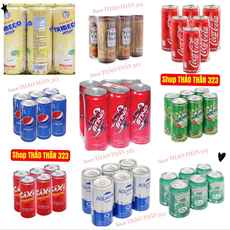 Lốc 6 Lon Nước Ngọt 7up, Coca- Cola, Pepsi, Soda, Xá Xị … Các Loại