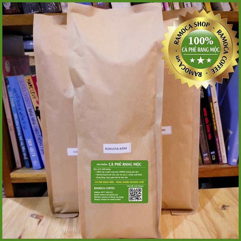 Cà phê robusta rang mộc chất lượng hạt loại 1 sàn 18 - đóng túi 1kg hạt )