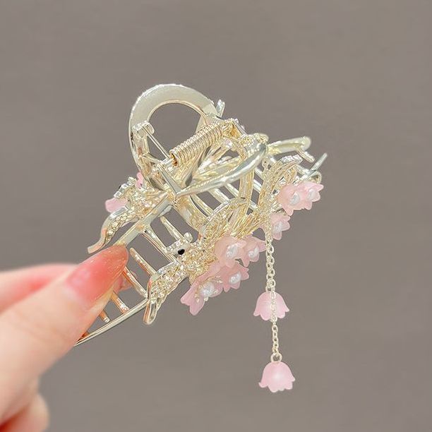 Kẹp Tóc Tua Rua Hình Chim Phượng Hoàng Màu Vàng Phong Cách Trung Hoa