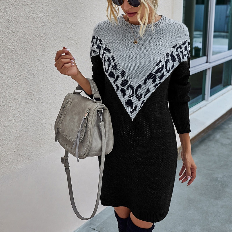 Đầm Sweater Dệt Kim Tay Dài Chui Đầu Thiết Kế Dễ Thương Cho Nữ