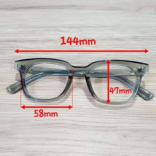 Mắt Kính Gọng Nhựa Màu Xám Khói Bas Kim Loại Bản To Dày 2 Chấm Ngang Đuôi Mắt Chiều Ngang Kính 144mm