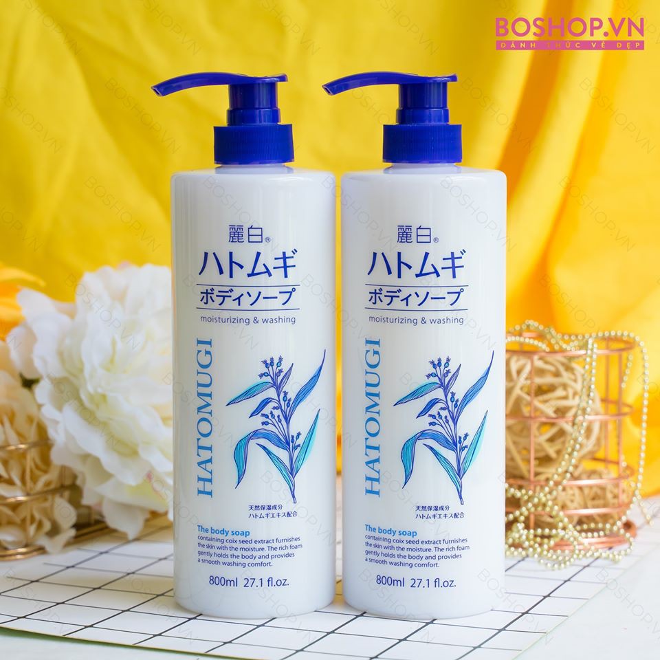 Sữa tắm trắng da Hatomugi Moisturizing Washing 800ml chiết xuất ý dĩ Nhật Bản - Maneki