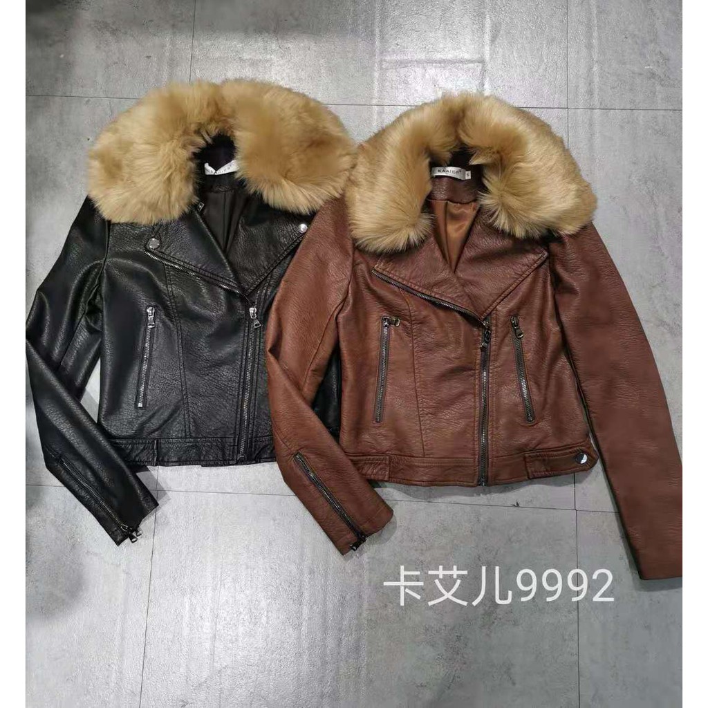 [SỈ LẺ] Áo da nữ hiệu Kaaier cổ lông cao cấp chất mềm đẹp như da thật | BigBuy360 - bigbuy360.vn