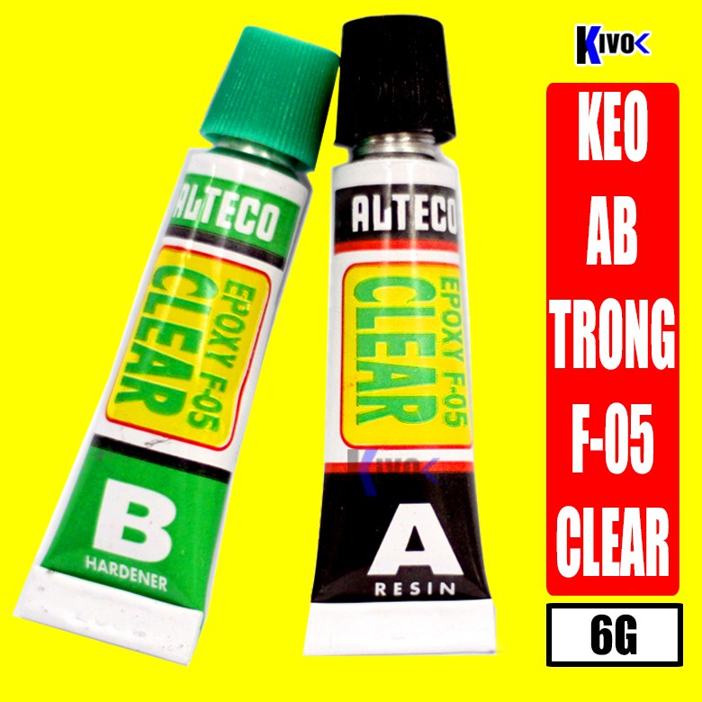 Keo AB Nhật 2 Thành Phần ALTECO F05 CLEAR EPOXY 6G Nhỏ- Keo Epoxy- Keo AB Trong Suốt siêu dính dán- Keo Dán Sắt,.- Kivo