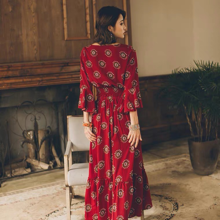 Váy boho dáng xòe đi biển chụp ảnh siêu đẹp