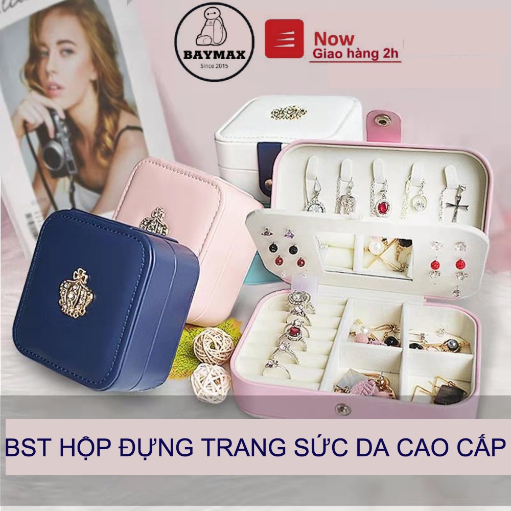 Hộp Đựng Trang Sức, Son, Mỹ Phẩm Cao Cấp Bọc Da PU Chống Thấm Bản Vuông