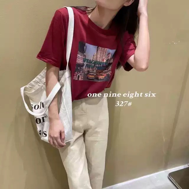 Áo phông nam/nữ WELLCOME TO NEWYORK chất nhung tuyết oversize siêu rộng, Áo phông tay lỡ phong cách Retro