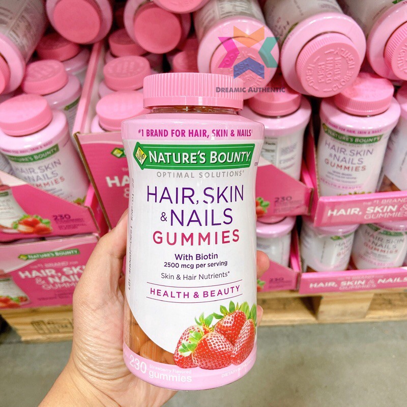 Kẹo Dẻo Nature's Bounty Hair, Skin & Nails Gummies Làm Đẹp Da, Tóc