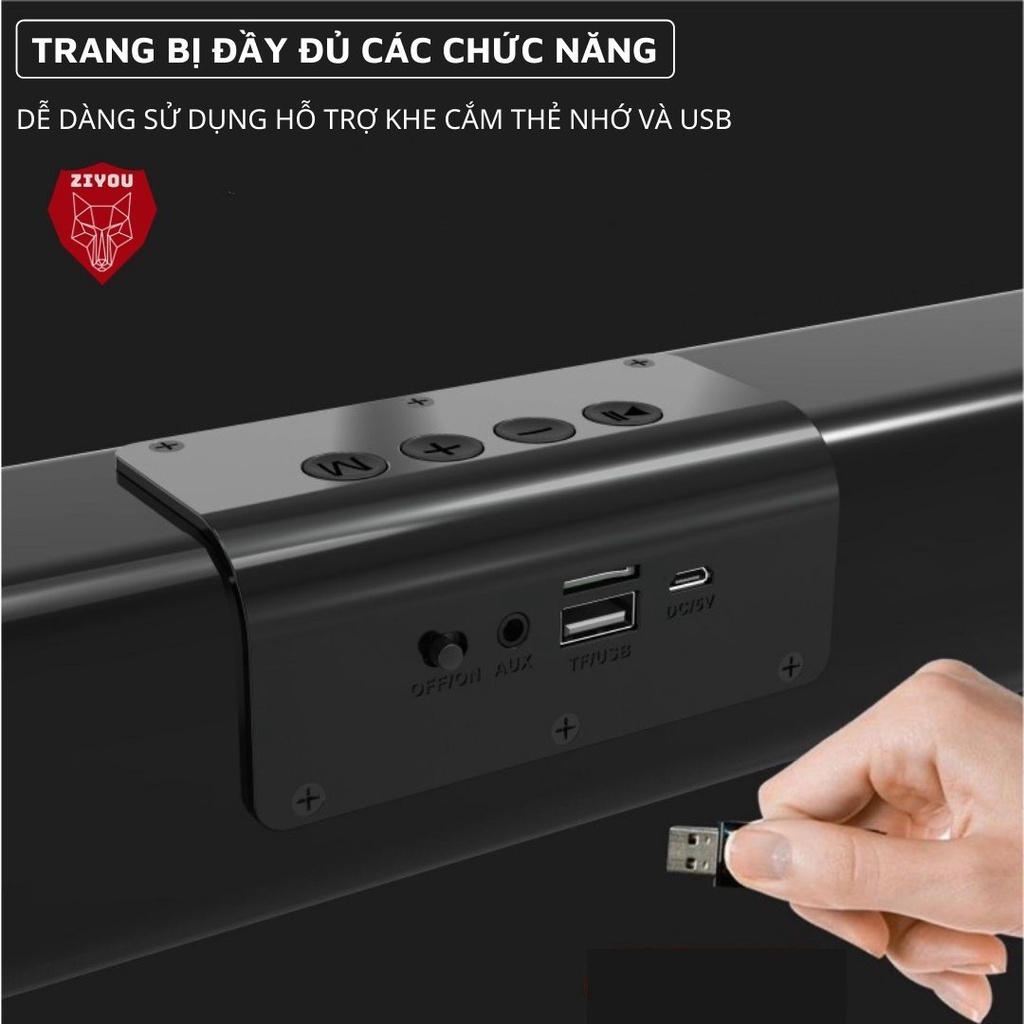 Loa Soundbar ZIYOU Âm Thanh Vòm Sống Động 8D Max Bluetooth 5.0 Hiệu Ứng Rạp Chiếu Phim Super Bass Nghe Nhạc Siêu Hay