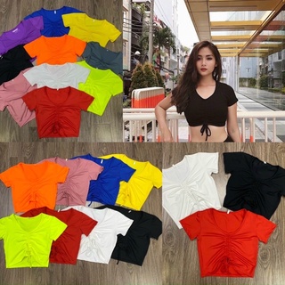 ÁO CROPTOP CỘC TAY RÚT DÂY TẬP GYM, AEROBIC NHẢY ZUMBA, TẬP YOGA , DÂN VŨ ĐỒNG PHỤC ĐỘI NHÓM NỮ