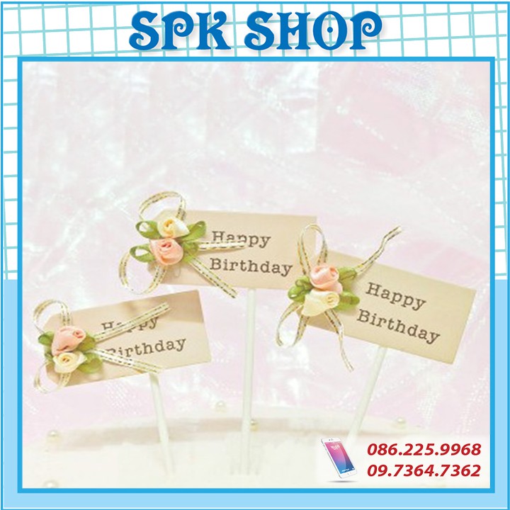 [FREESHIP❤️] Set cây cắm hoa HappyBirthday- Trang trí bánh sinh nhât bánh kem - SPK Shop