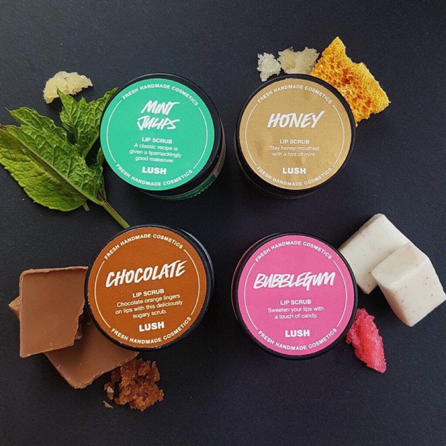 Tẩy da chết môi LUSH - Bubblegum, Honey, Mint Julips, Cookie Dough,... lipscrub lip scrub