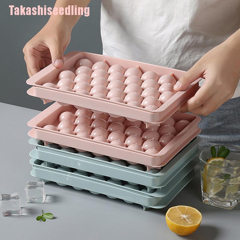 Khay nhựa làm đá viên có nắp đậy tiện dụng màu xanh dương / hồng xinh xắn