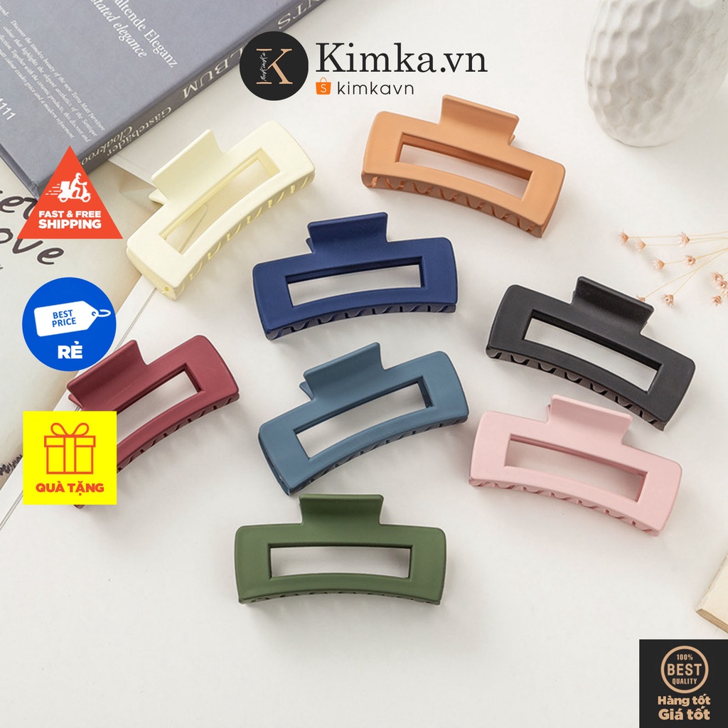 (0581) Kẹp Tóc Nhựa Lì Chữ Nhật Nhiều Màu Phong Cách Vintage