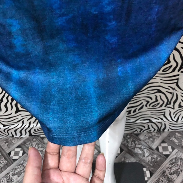 Đầm suông xanh wax màu xẻ hàng si 2hand