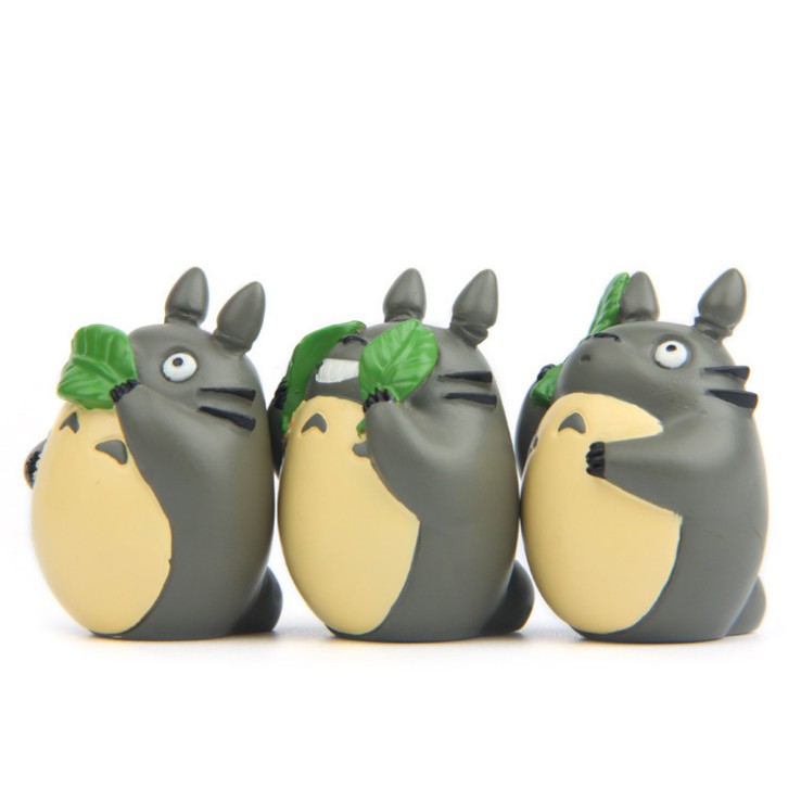 KHO-HN * Mô hình Totoro Không nghe, Không thấy, Không nói dùng trang trí bàn làm việc, tiểu cảnh, móc khóa, DIY