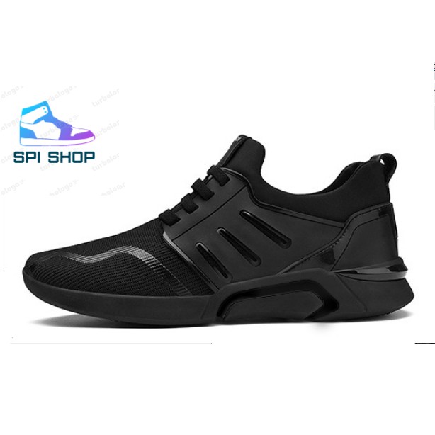 Giày Thể Thao Sneakers- GS09- Đen Full Đế Cao Vải Thoáng Khí