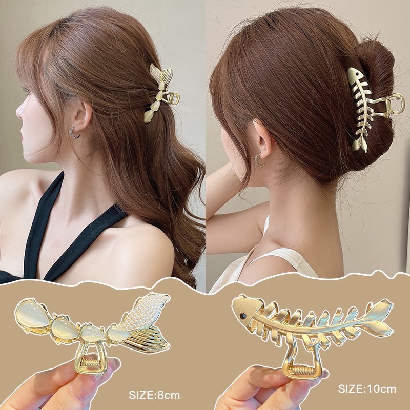 Kẹp tóc kim loại phối ngọc trai nhân tạo thanh lịch