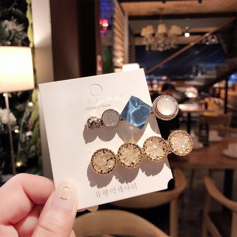 Kẹp tóc mái Rhinestone Kẹp tóc mỏ vịt nữ tính phong cách Hàn quốc