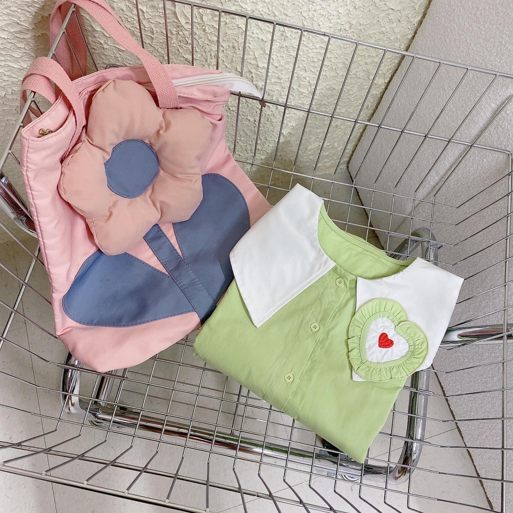 Áo sơmi thêu cổ trái tim